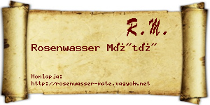 Rosenwasser Máté névjegykártya